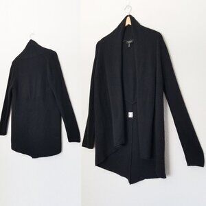 Charter Club Luxury 100% Cashmere Black Longline Open Front Cardigan Sweater M